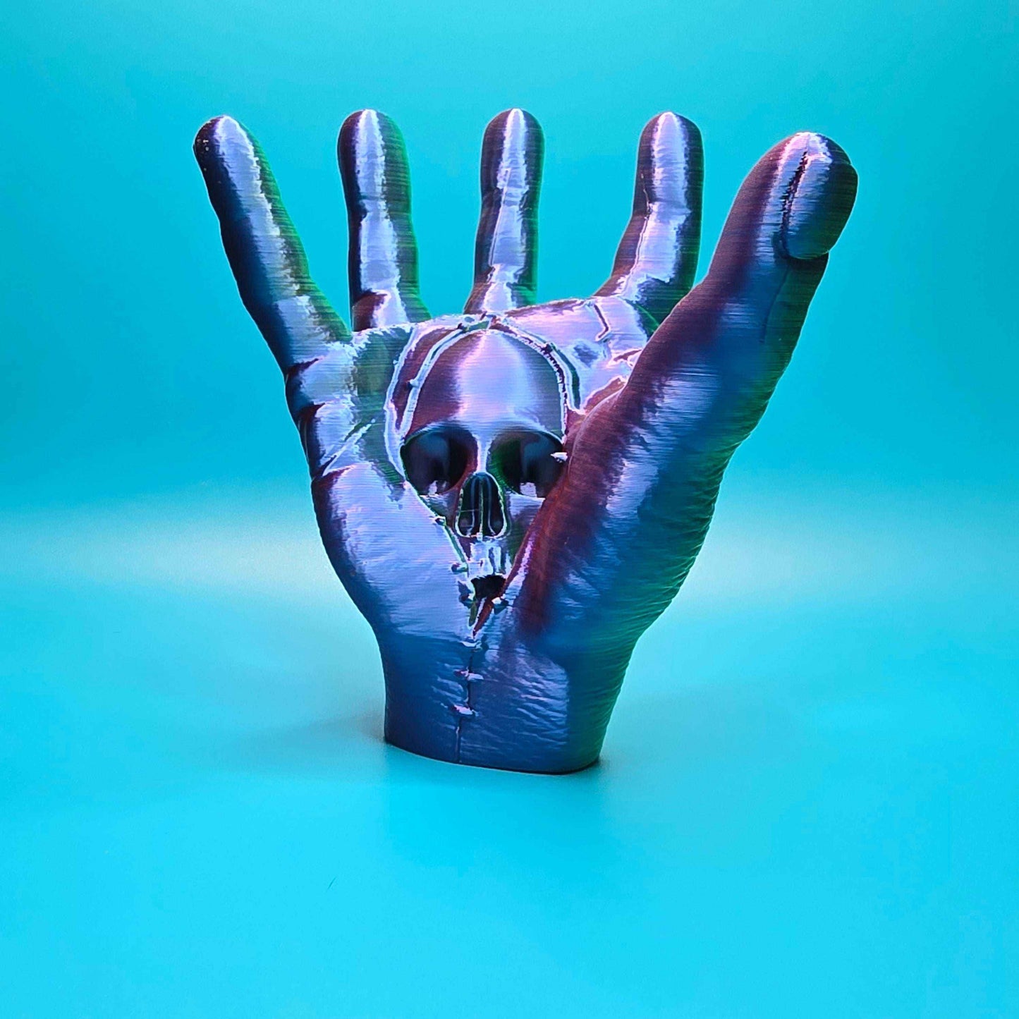 Palm of the Forgotten | 3D Printed Hand with Skull Figurine - Impishly Yours