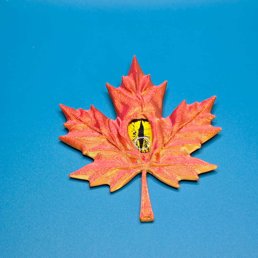 The All Seeing Leaf Magnet | 3D Printed Leaf with Embedded Glass Eye - Impishly Yours