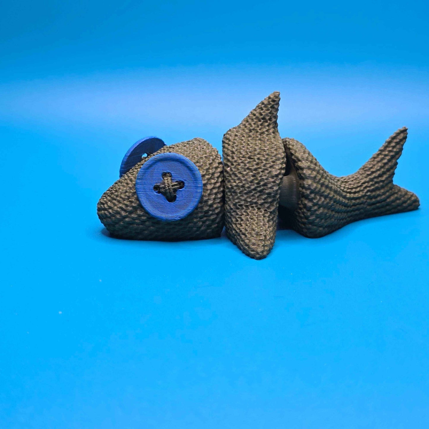 Wigglyfin the Articulated Fish | 3D Printed Knitted - Texture Collectible - Impishly Yours