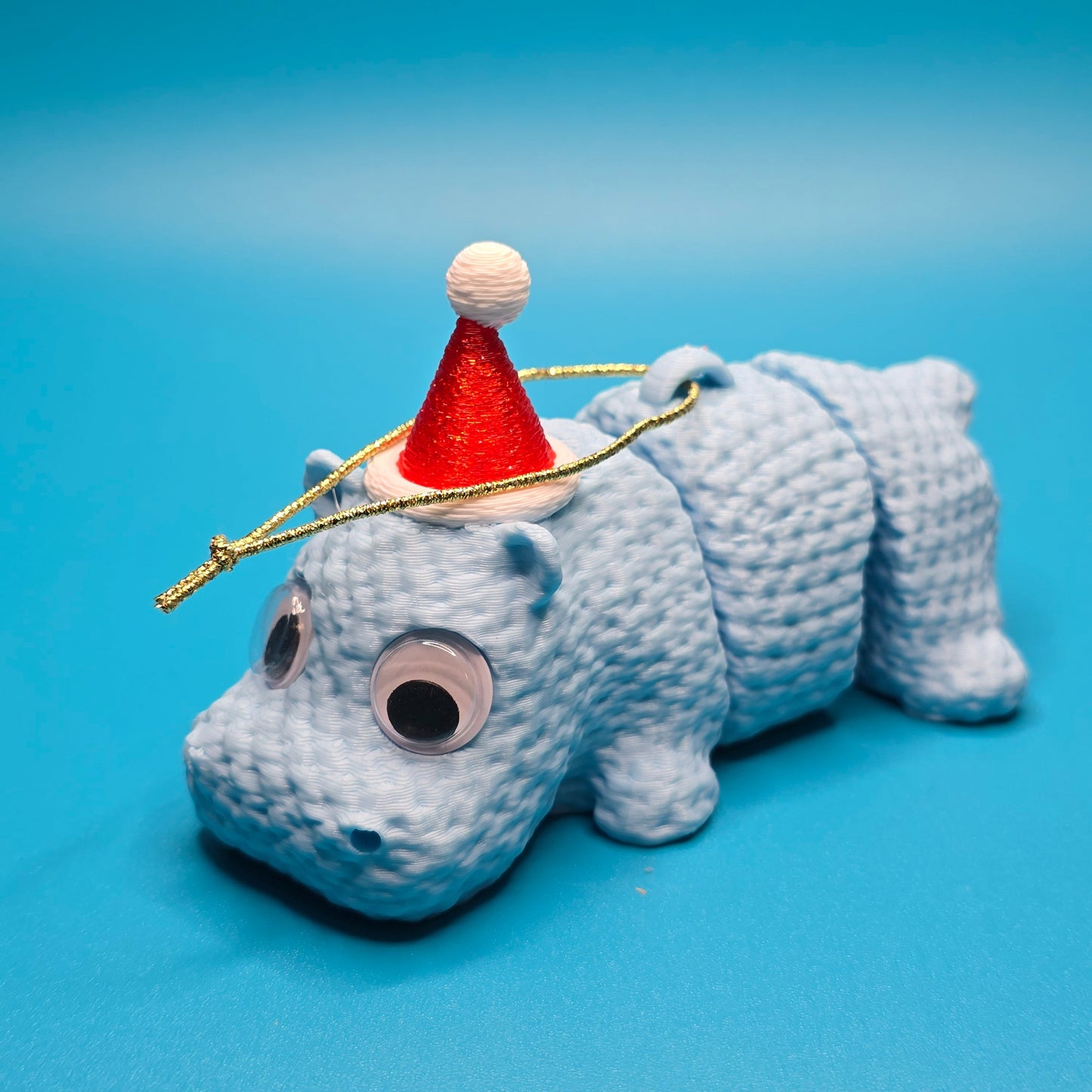 Chonkmas the Hippo | Cute Knitted Christmas Figurine with Googly Eyes - Impishly Yours