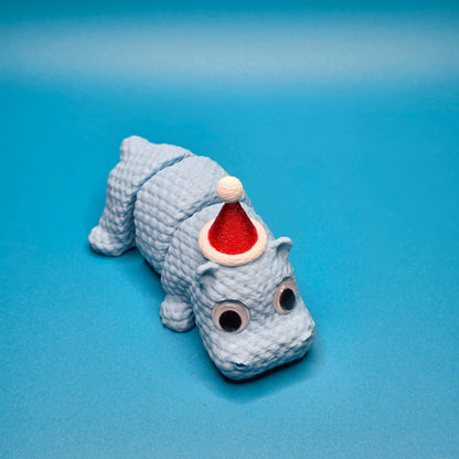 Chonkmas the Hippo | Cute Knitted Christmas Figurine with Googly Eyes - Impishly Yours