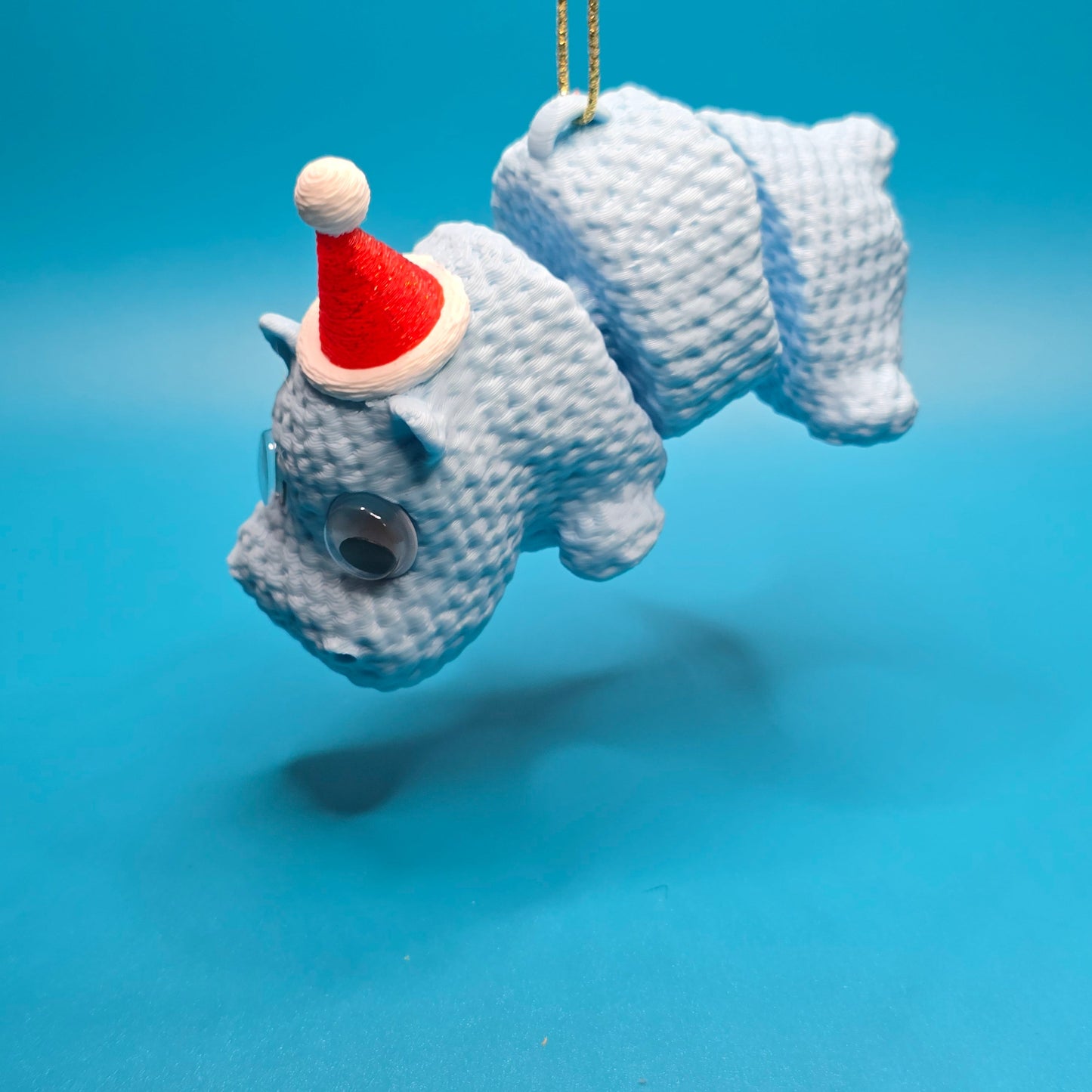 Chonkmas the Hippo | Cute Knitted Christmas Figurine with Googly Eyes - Impishly Yours