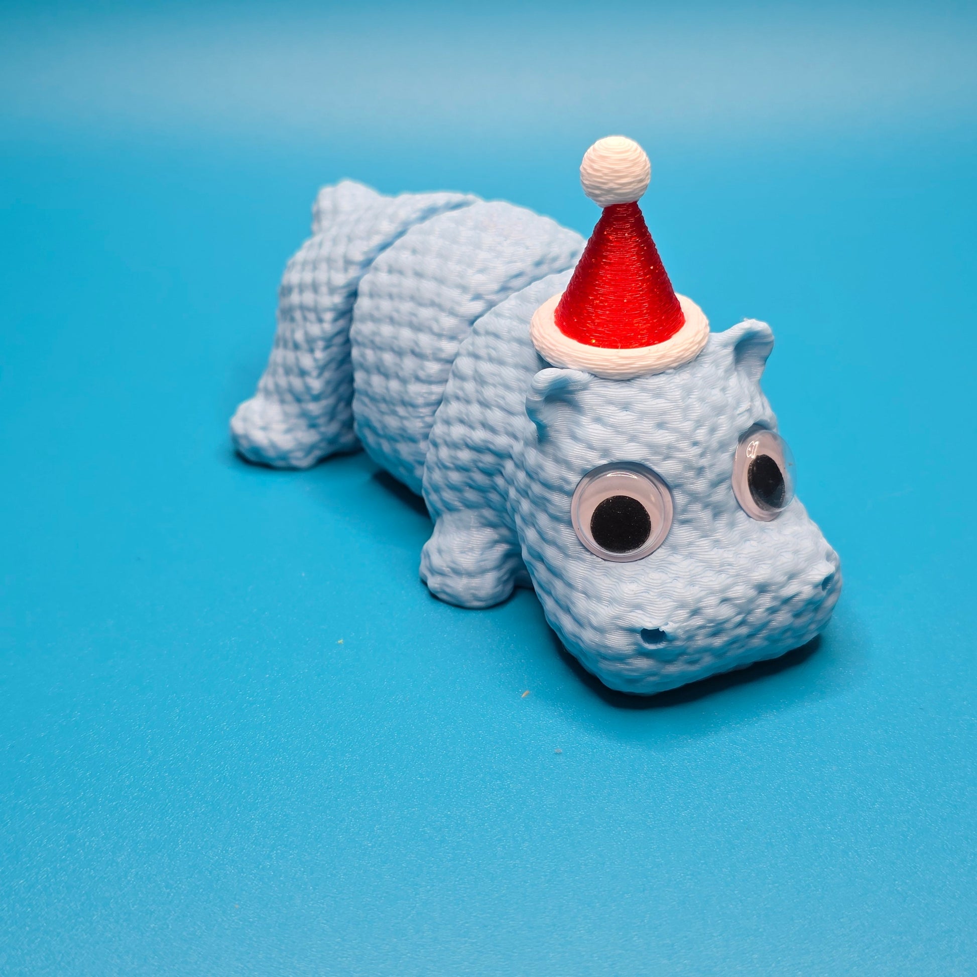Chonkmas the Hippo | Cute Knitted Christmas Figurine with Googly Eyes - Impishly Yours