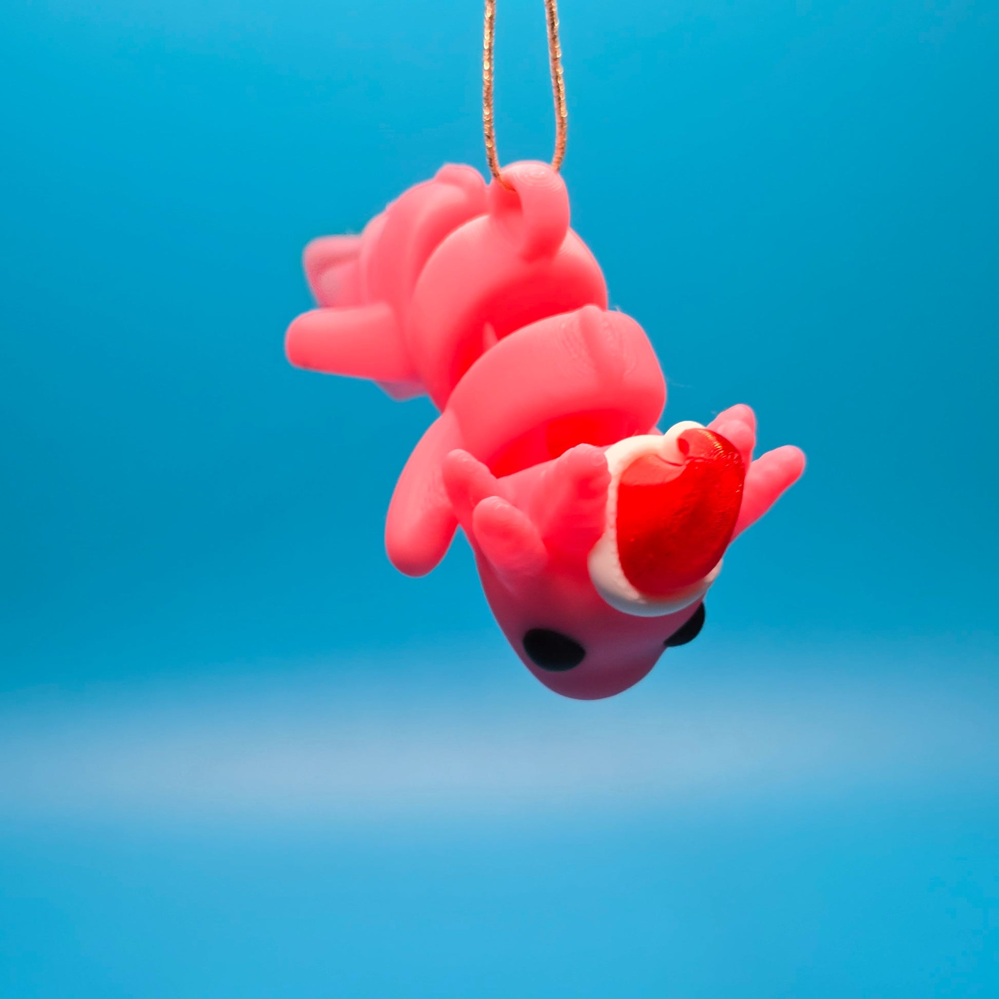 Jinglelotl the Christmas Axolotl | Articulated 3D Printed Ornament with Festive Hat - Impishly Yours