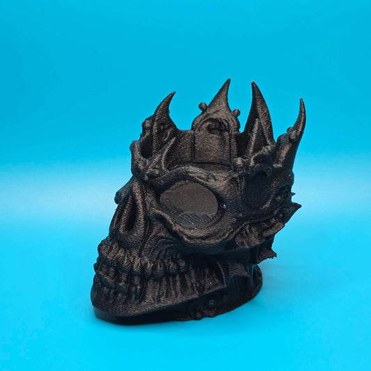 Lich King Tea Light Holder | 3D Printed Gothic Skull Candle Display - Impishly Yours