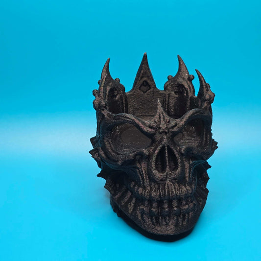 Lich King Tea Light Holder | 3D Printed Gothic Skull Candle Display - Impishly Yours