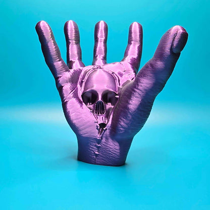 Palm of the Forgotten | 3D Printed Hand with Skull Figurine - Impishly Yours