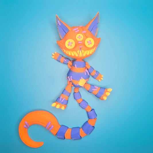 Pendolous Cat | Hanging Articulated Creepy Cat – 3D Printed Decor - Impishly Yours