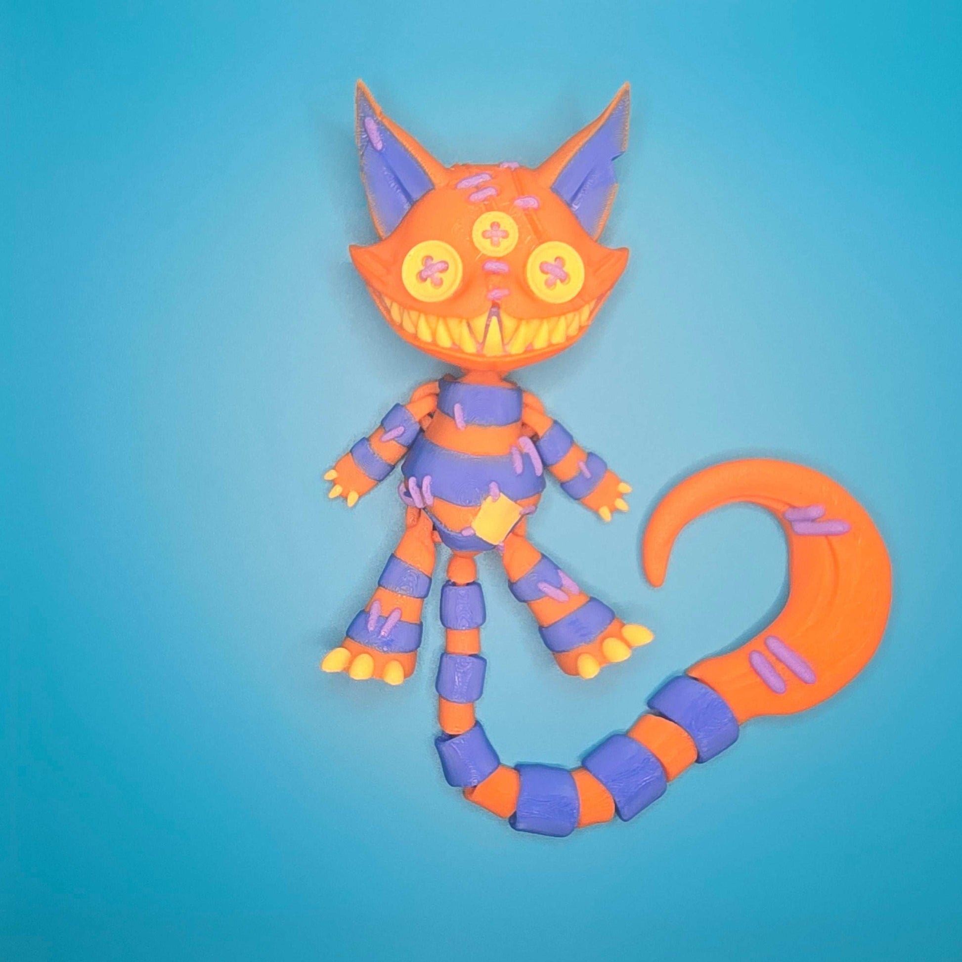 Pendolous Cat | Hanging Articulated Creepy Cat – 3D Printed Decor - Impishly Yours
