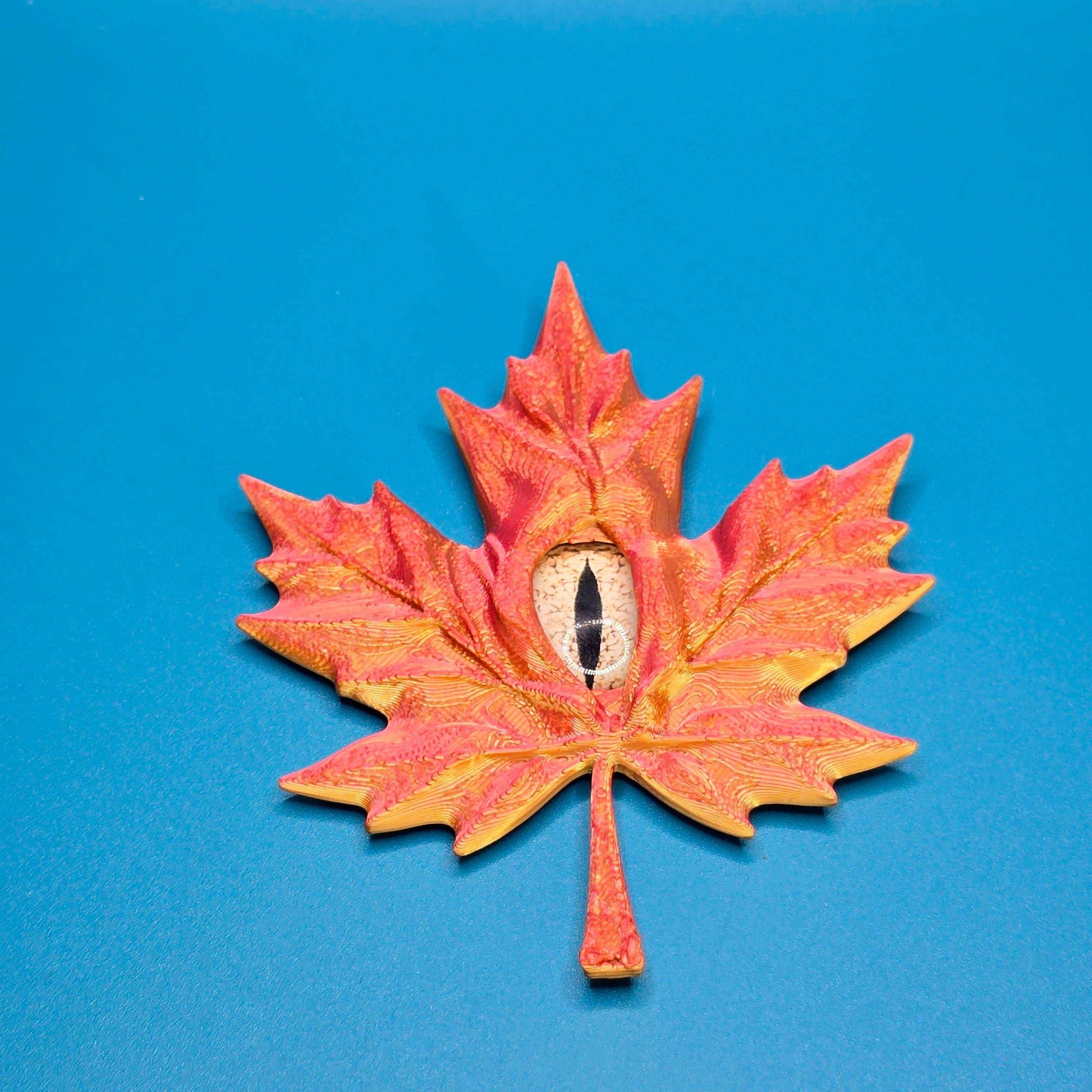 The All Seeing Leaf Magnet | 3D Printed Leaf with Embedded Glass Eye - Impishly Yours
