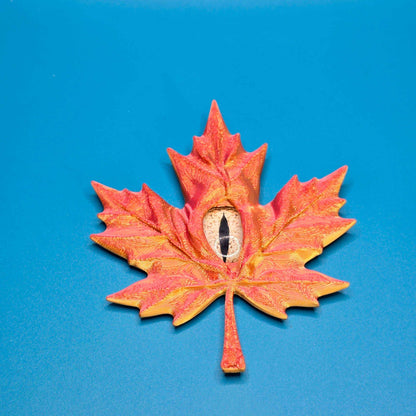 The All Seeing Leaf Magnet | 3D Printed Leaf with Embedded Glass Eye - Impishly Yours