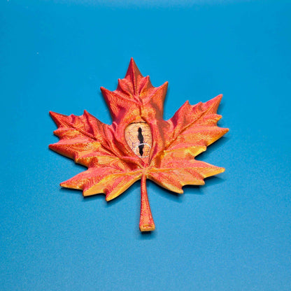 The All Seeing Leaf Magnet | 3D Printed Leaf with Embedded Glass Eye - Impishly Yours