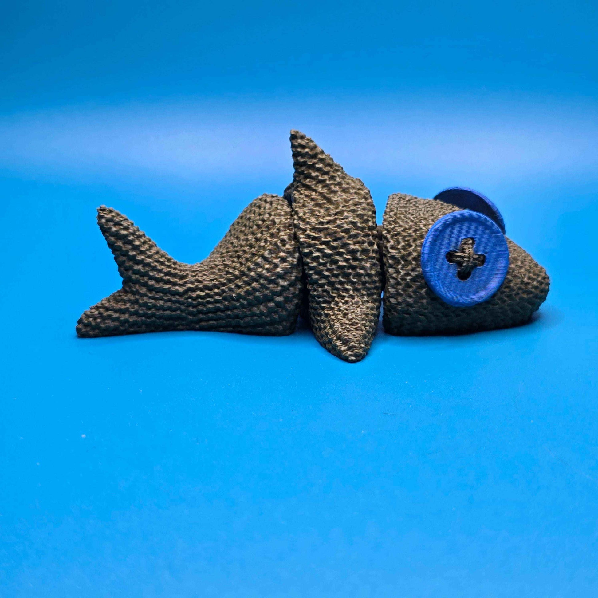 Wigglyfin the Articulated Fish | 3D Printed Knitted - Texture Collectible - Impishly Yours