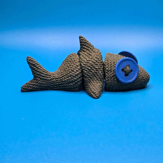 Wigglyfin the Articulated Fish | 3D Printed Knitted - Texture Collectible - Impishly Yours